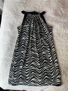 White House Black Market Black and White Halter Mini Dress